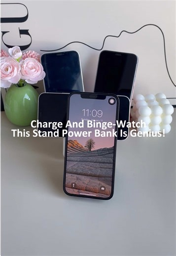 Charge and binge-watch this stand power bank is genius!🎁#magnetic #powerbank #fyp #valentinesgift #charger