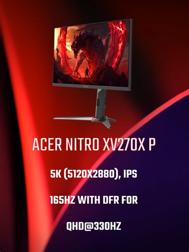 The NEW Acer Nitro XV270X P monitor combines stunning 5K resolution with high refresh rates. Ready to dominate intense gaming sessions and power through those creative projects 😈#AcerNewProduct