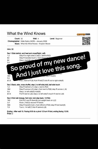 So proud of my new line dance. Just love this beautiful song. Please check it out on YouTube, cobberknob or ELD. It’s called: What the wind knows. A beginner level line dance. Choreographed by me - Hilde Nybro. Save so you remember the dance and follow for more line dance content. Life is better when you line dance 🧡#linedance #linedancer #learntodance #dance