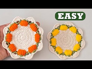 Easy Crochet Pumpkin Coaster - 15-Min Fall Home Decor 🎃