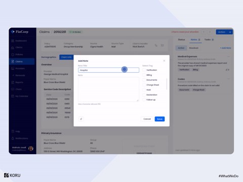 User Interaction for Insurance Claim Management System