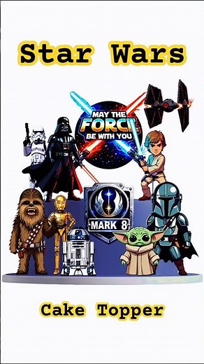 Decorate your cake with this DIY Star Wars Cake Topper Set! Perfect for Star Wars Birthdays!
