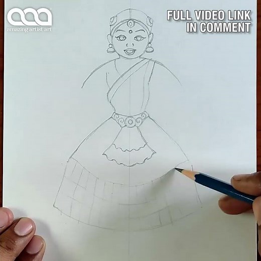 How To Draw A Girl Dancing Bharatanatyam 😍 #shorts