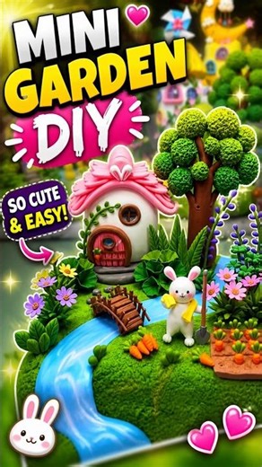 So Cute Mini Garden DIY 😱 Easy Bunny Craft! #shorts #diycraft #minigarden #cute #handmade