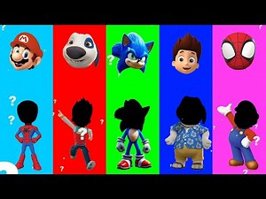 Wrong Eyes Spidey-Ryder-Sonic-Hank-Super Mario Challenge WRONG HEADS