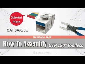 How to Assemble Cat6 180° Toolless Keystone Jack | Step-by-Step RJ45 Termination with Color Plate