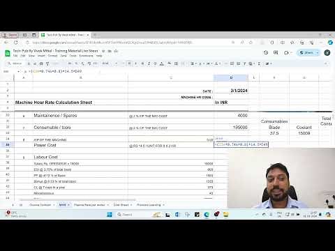 Training Session - 5 - MHR (Machine Hour Rates & Basics of Process Cost Calculations)