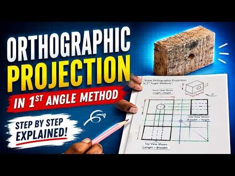 First Angle Orthographic Projection | Engineering Drawing Basics | Example 3