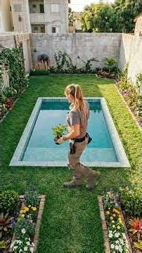 Área de lazer com piscina: antes e depois incrível! 🌴💦