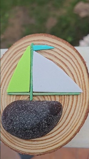 Sea Glass Sailboat on wood slice magnet/ornament by #MermaidMike