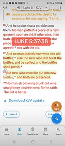 Luke 5:37-38 KJV And no man putteth new wine into old bottles; else the new wine will burst the bottles, and be spilled, and the bottles shall perish. [38] But new wine must be put into new bottles; and both are preserved. | One Minute Prayer