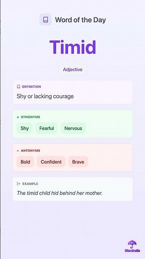 TIMID - Word of the Day | Learn English Vocabulary | Wordrella