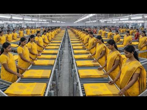 Inside the Yellow Saree Factory The Complete Process of Making 50,000 Sarees Daily