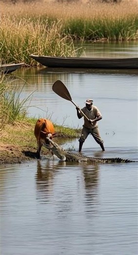 Fisherman Beats Crocodile to Save Cow