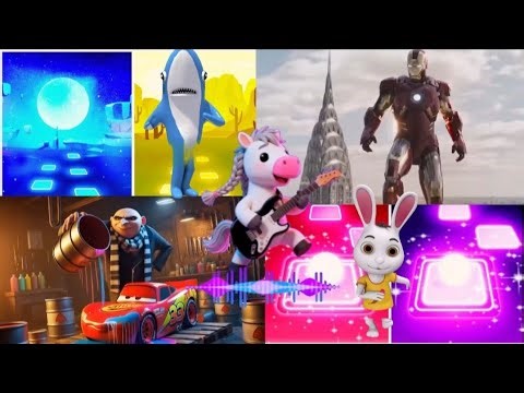 Tiles Hop NEW VERSION 🔥 Cartoon & Superhero Dance Challenge! 🎶🐰🦄🦈 Baby shark 2
