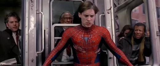 The train sequence in Spider-Man 2 (2004) is still one of the greatest superhero moments ever put on screen. Peter stopping the train with his own body captures exhaustion, sacrifice, and heroism in a way the genre has been chasing ever since.