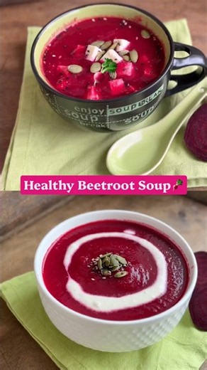 Low Calorie Beetroot Soup + No cream Swirl + Seeds #BeetrootSoup #HealthyDinner #weightloss #soup
