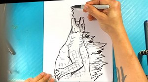 This is a drawing lesson on how to draw Godzilla as he shoots his atomic breath up in the air. #drawing #godzilla #godzillaxkong | Sketch Monster | Facebook