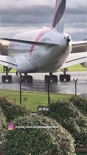 Massive Metal in Mancunian Mist! (Emirates A380 JET BLAST SPRAY on Takeoff)