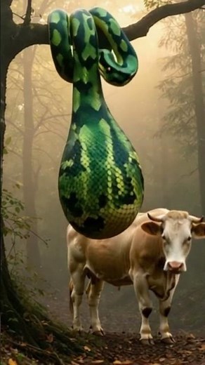 Rescue cow baby from giant python #viral #funny #animal #shorts#wildliferescue