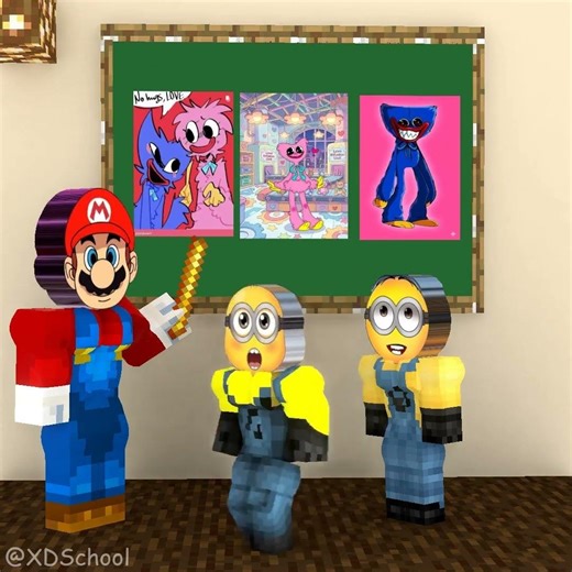 Chubby Minion Girl and Dave Minion in the nonstop singing challenge of Sprunki Mario!