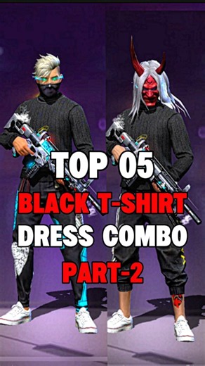 Black T Shirt Dress Combinations PT-2 ☠️ #freefire #garenafreefire #fyp