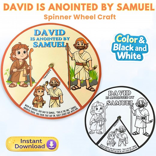 Printable Bible Craft- David Anointed by Samuel Spinner Wheel, Sunday School & Kids Ministry Activity, Homeschool Bible Story - Etsy
