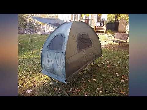 GYMAX Camping Tent Cot, Folding Tent Combo with Air Mattress & Sleeping Bag, review