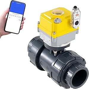 Smart electric valve 1 inch PVC joint ball valve Tuya APP smart wifi water cut-off valve DC24V AC110V-230V power adapter and power-off automatic return setting. Smart timing water valve DN25MM