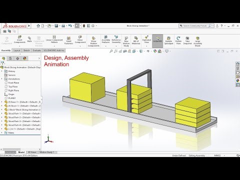 Block cutting or slicing effect 3d animation tutorial in solidworks