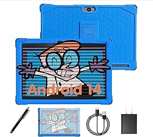 10.1 Inch Android 14 Kids Tablet with Case & Stylus - 6GB RAM 32GB Storage | KIDOZ Preloaded Learning Apps for Ages 3-12 | 5000mAh Battery GMS Certified WiFi Tablet for Toddlers