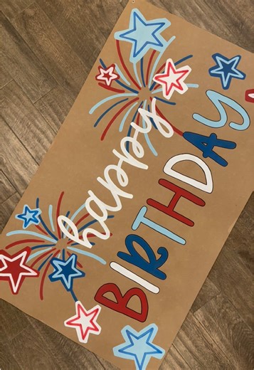 The coverage on that light blue is 👩🏼‍🍳💋 #paintwithme #custombanner #handpaintedbanner #birthdaybanner #memorialday