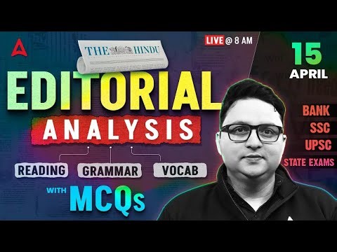 Editorial Analysis | 15th April, 2026 | Vocab, Reading, Grammar, MCQs | The Hindu Analysis