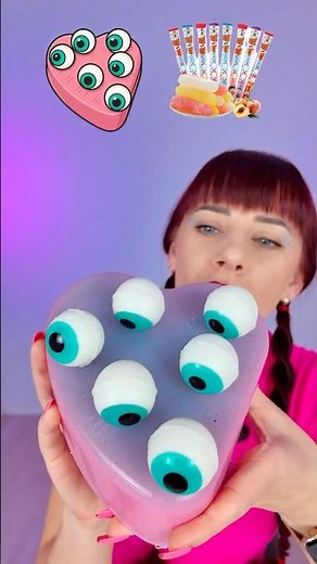 ASMR Giant Gummy Eyeballs Jelly Cake #mukbang