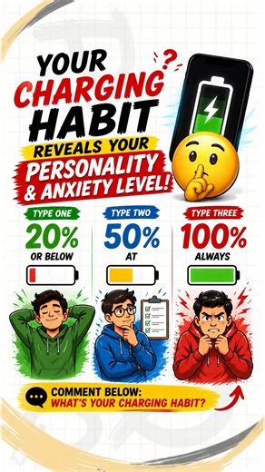 Your Phone Charging Habit = Your Anxiety Level #psychology #learning #facts #personalitytest