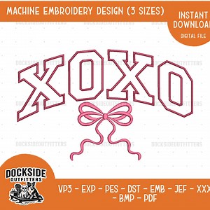 Love XOXO Valentine Bow Embroidery File: Coquette Stitch Pattern (digital Download) 3 Sizes Bundle - Etsy