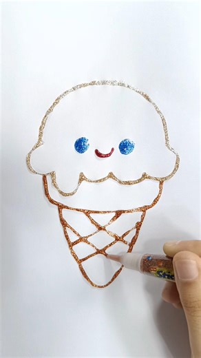 Cute Glitter Ice Cream Drawing ✨🍦#shorts #glitter #glitterart #glitterdrawing #icecreamdrawing