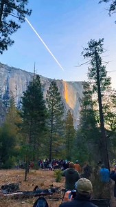 The Yosemite Firefall is a natural phenomenon that happens at Horsetail Fall in Yosemite National Park, California. Each year, around mid-to-late February, the setting sun hits the waterfall at the perfect angle, making it glow bright orange and red, like flowing lava. This effect lasts only for a few minutes at sunset on clear days. | Nature View