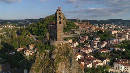 Drone Flight Over Le Puy-en-Velay: France's Timeless Landscape