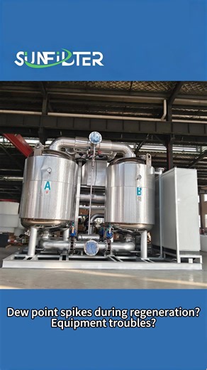 Dew point spikes during regeneration? We support non-standard customization and provide you with solutions.#adsorptionairdryer #aircompressor #energysaving #b2b #AirDryer
