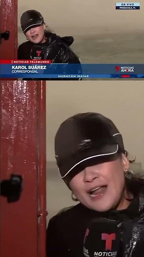 Llegada de huracán Isaías sorprende a reportera en vivo | Noticias Telemundo