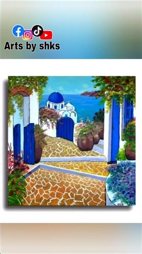 ✨رحلة لونية إلى أزقة سانتوريني الساحرة ✨A Colorful Journey Through the Charming Streets of Santorini