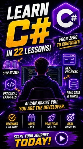 🚀 Learn C# in 22 FREE Lessons — From Zero to Confident Developer! 💻🔥