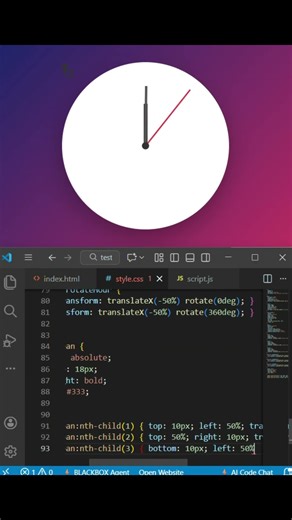 Pure CSS Analog Clock In HTML , CSS JavaScript