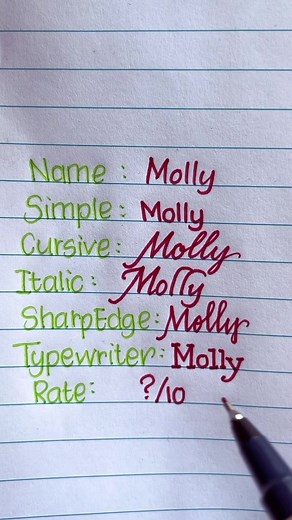 Satisfying Calligraphy Writing with Molly in Cursive
