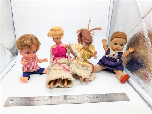 Vintage 1960s Barbie Family Doll Lot | Mattel Midge and Skipper 1962-1963 | Hand Knit Retro Doll Outfits | Japan and Hong Kong Clone Dolls - Etsy