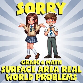 Surface Area Real World Problems SORRY Math Game - No Prep Grade 6 Review