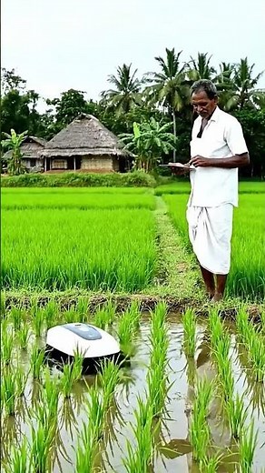 Weeding rice paddies process using a remote-controlled agricultural robot