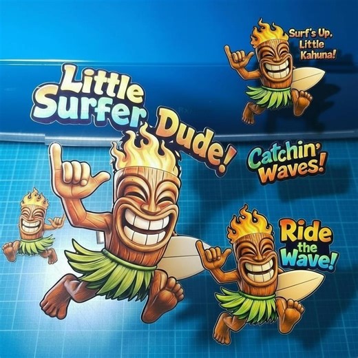 Tiki Surfer Sticker Pack – Waterproof Hawaiian Decals, Laptop & Water Bottle Stickers - Etsy
