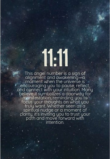 Ever catch yourself looking at the clock at exactly 11:11?✨ It’s not just a coincidence—many believe 11:11 is a sign of alignment, intuition, and manifestation. In numerology, 11 is a master number, symbolizing spiritual insight and awakening. The next time you see it, take a second to breathe, focus, and set an intention. The universe might just be listening. 🔮 #1111Meaning #SpiritualAwakening #NumerologyVibes #ManifestationMoment